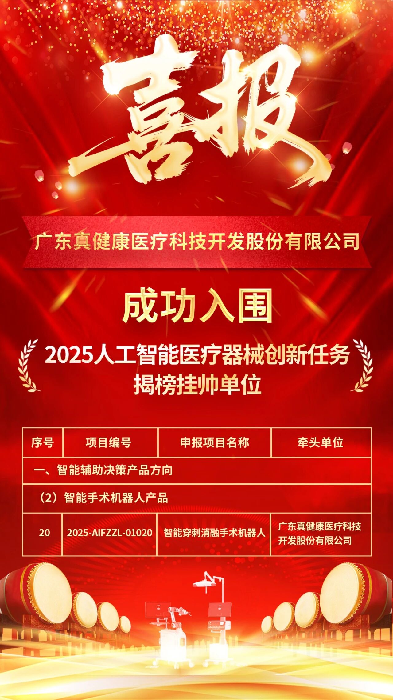 真健康医疗入围2025年人工智能医疗器械创新任务揭榜挂帅单位